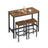 Bar Table Set - Includes 2 Bar Stools - Wood - Rustic Brown