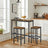 Bar Table Set - Includes 2 Stools - Steel - Rustic Brown and Black