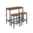 Bar Table Set - Includes 2 Stools - Steel - Rustic Brown and Black