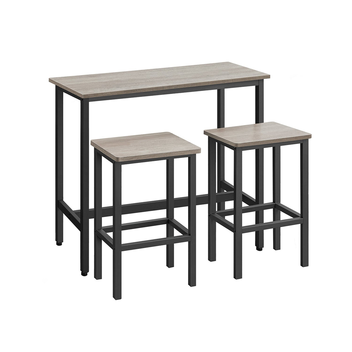 Dining Table Set - Steel Frame - Heather Greige - Includes Bar Table and Stools Set of 2