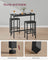 Dining Table Set - Steel Frame - Ebony Black - Includes Bar Table and 2 Stools