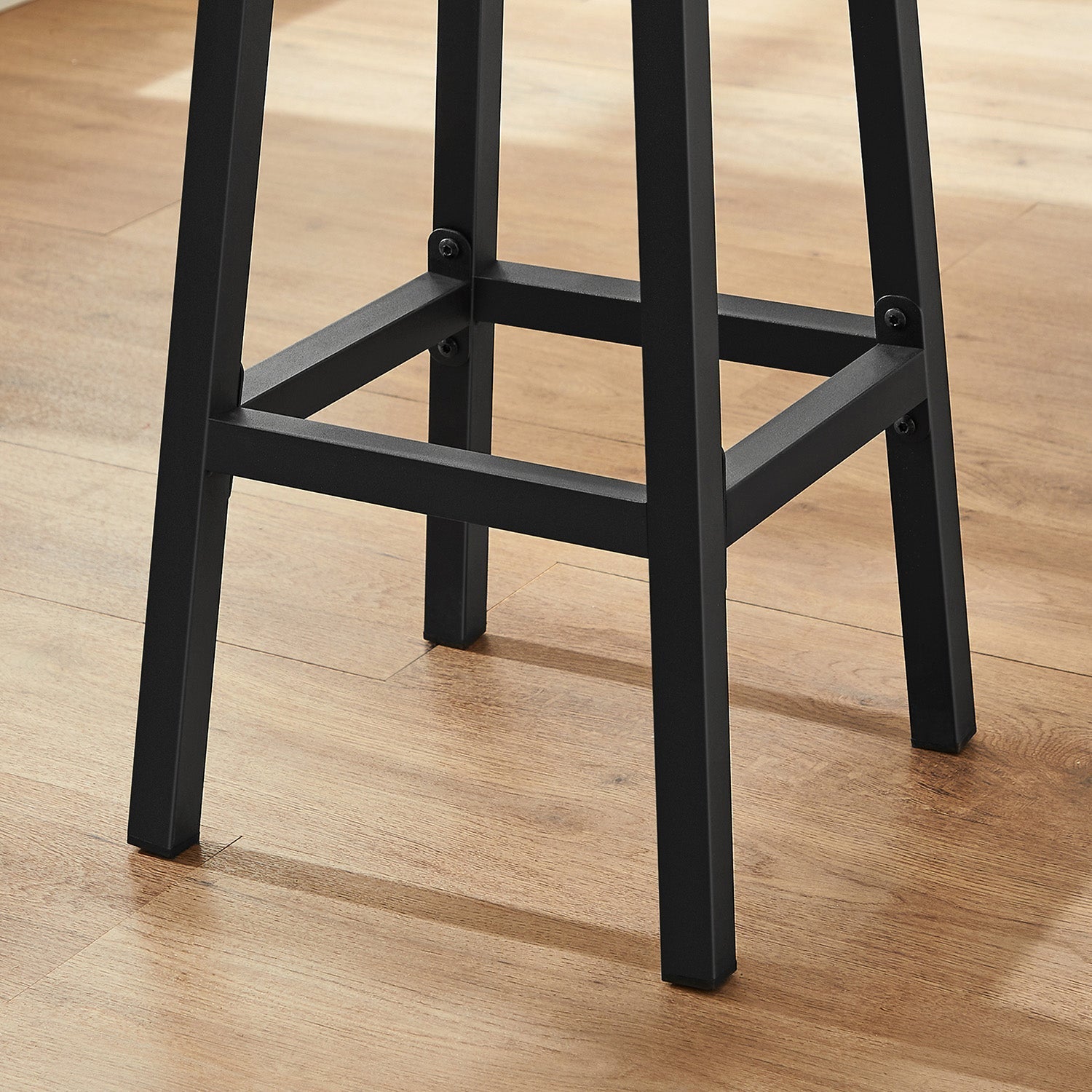 Set of 2 Kitchen Stools - Metal Frame - Greige and Black - Easy to Assemble