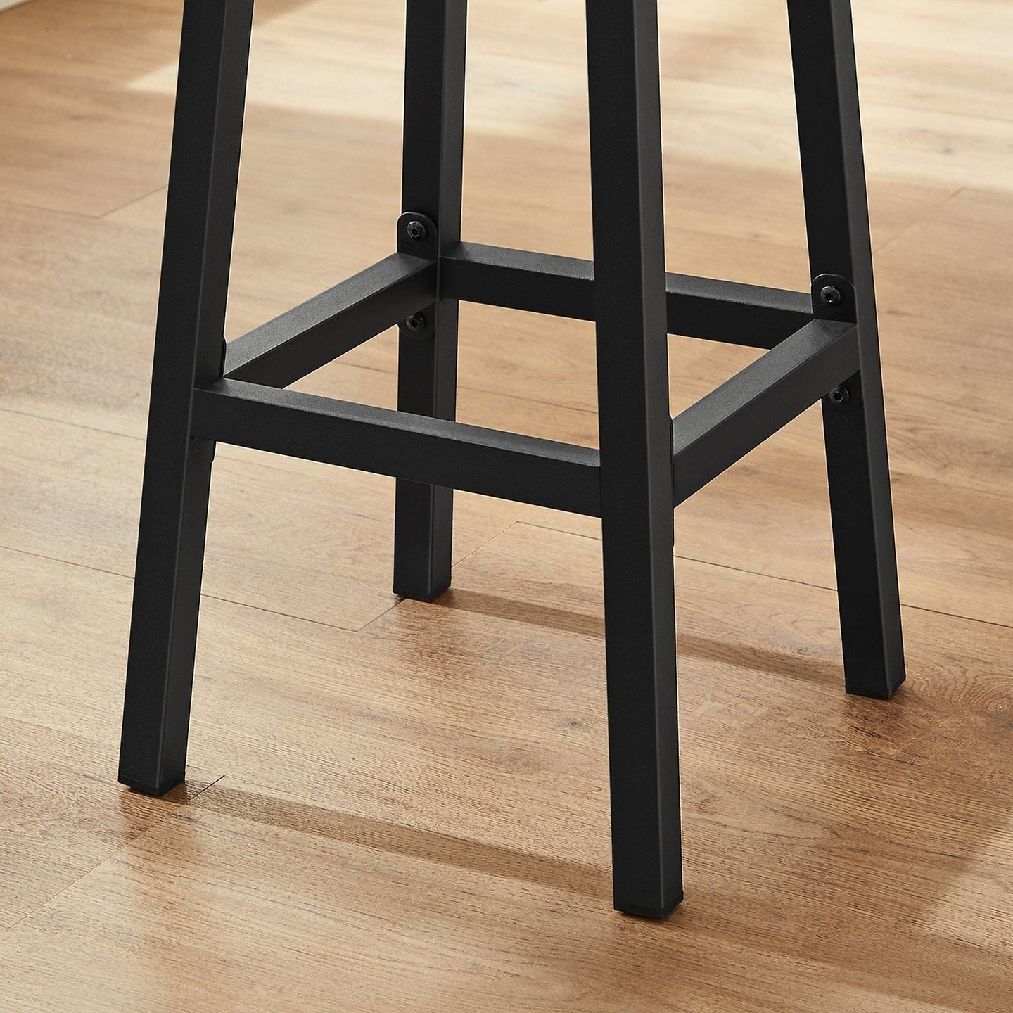 Set of 2 Kitchen Stools - Metal Frame - Greige and Black - Easy to Assemble