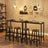 Bar Table Set - Industrial Steel Frame - Rustic Brown and Black - Includes Two Bar Stools