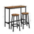 Bar Table Set - Industrial Steel Frame - Rustic Brown and Black - Includes Two Bar Stools