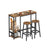 Bar Table Set with 2 Stools - 30L - Particleboard - Storage Shelves