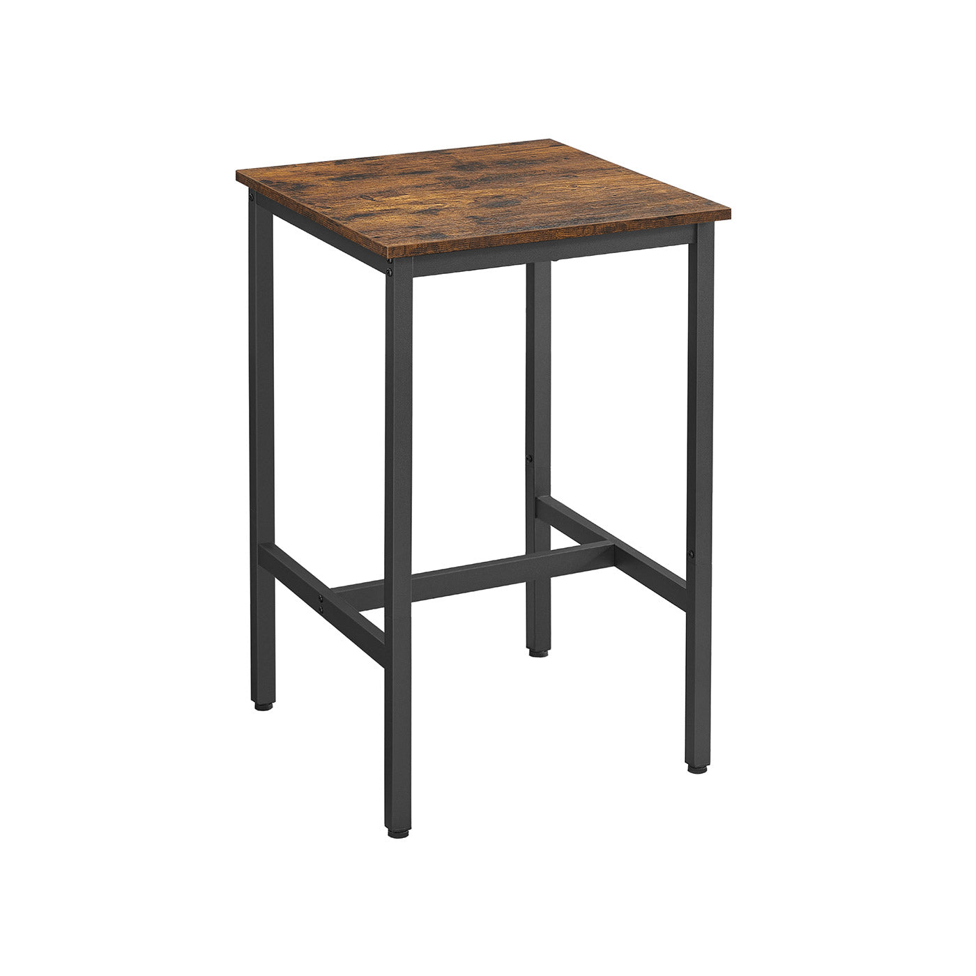 Bar Table - Steel Frame - Rustic Brown and Black - Square