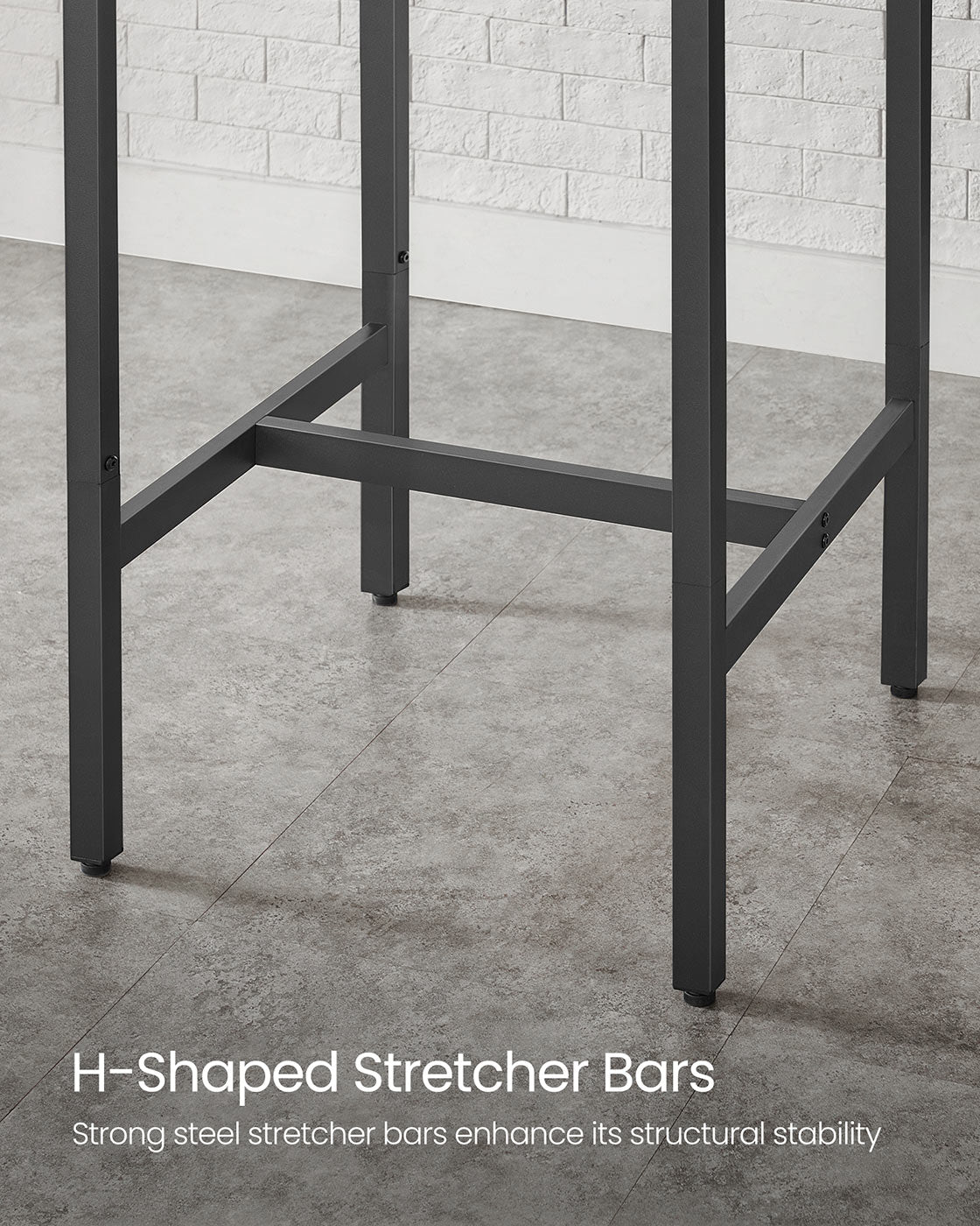 Bar Table - Steel Frame - Rustic Brown and Black - Square
