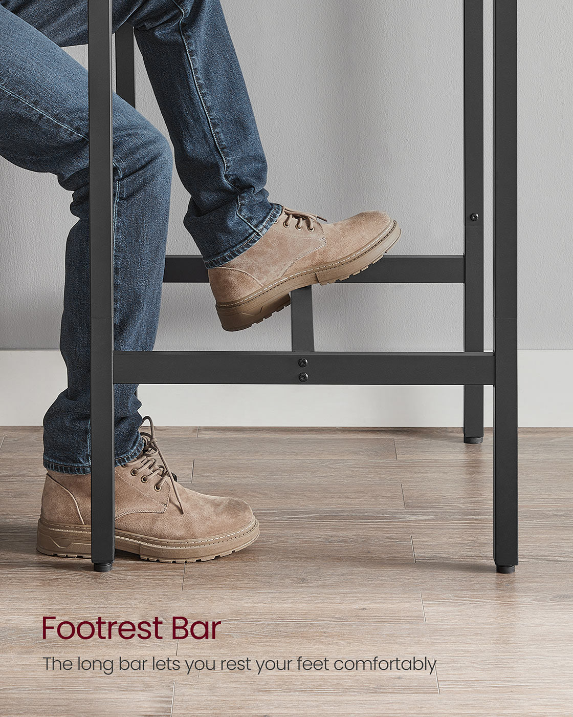 Bar Table - Steel Frame - Rustic Brown and Black - Square
