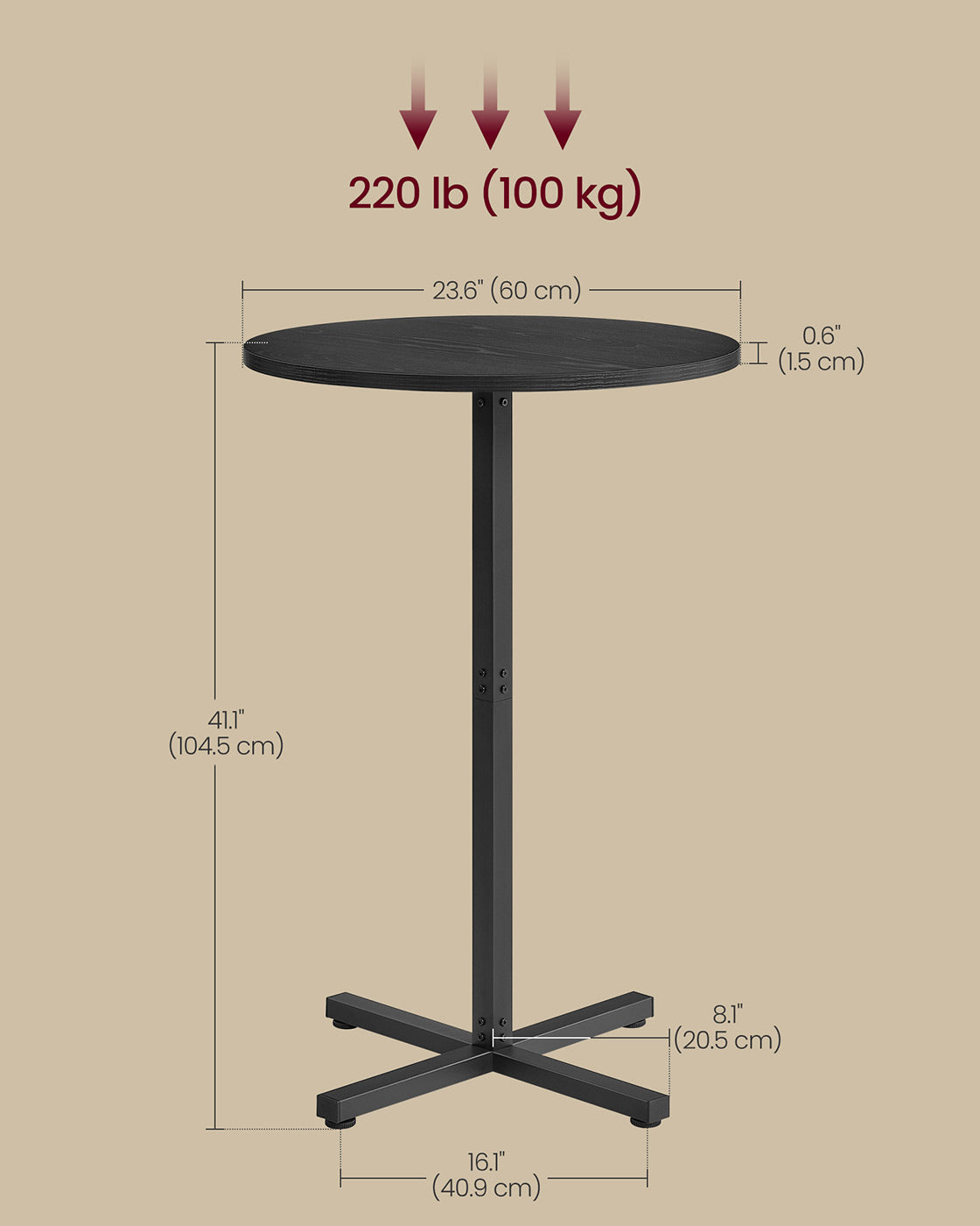 Bar Table - Metal - Ebony Black