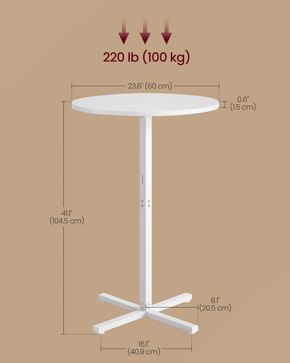Bar Table - Metal - Snow White - High Dining