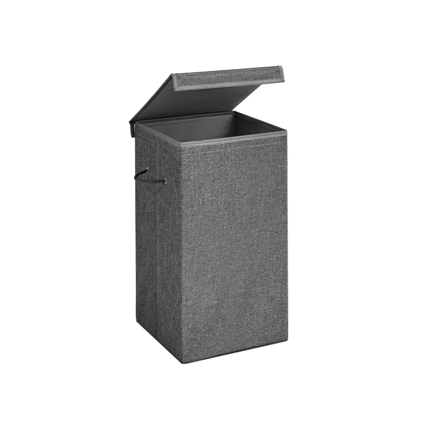 Laundry Basket - Linen-Look Fabric - Dark Grey - 85L Capacity with Magnetic Lid and Removable Liner Bag