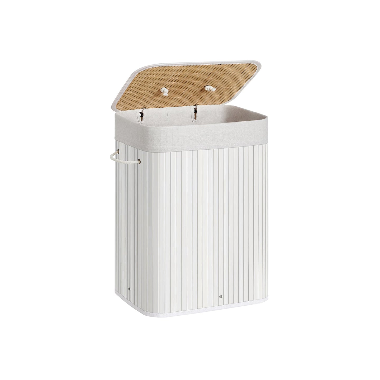Laundry Basket - Bamboo - Cloud White - Foldable with 3 Handles