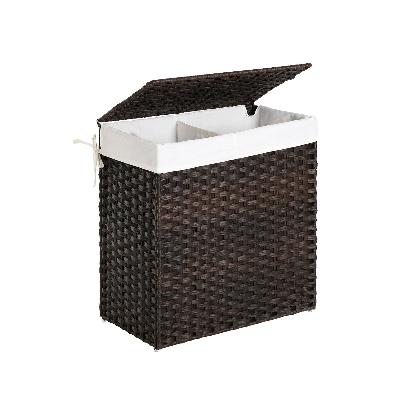 Handwoven Clothes Hamper - Synthetic Rattan - Brown - 90L Capacity with Lid and Handles