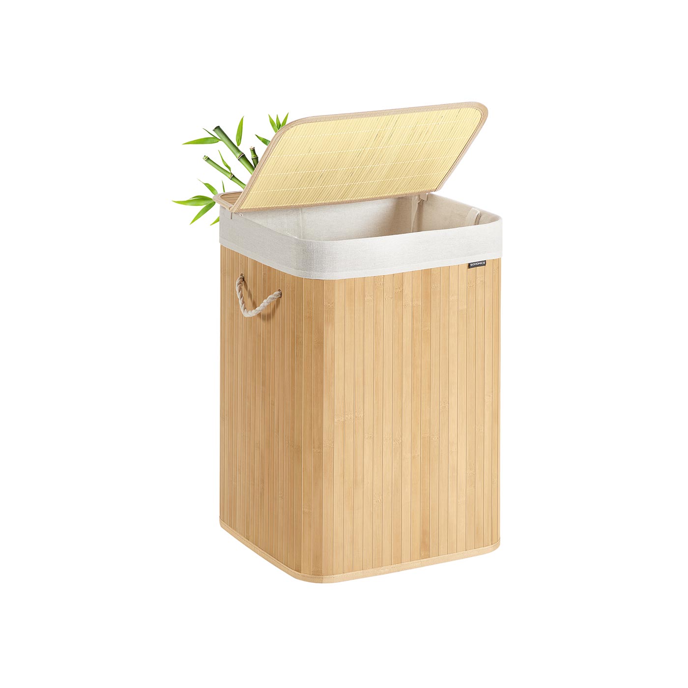 Laundry Basket - Bamboo - White - 95 L