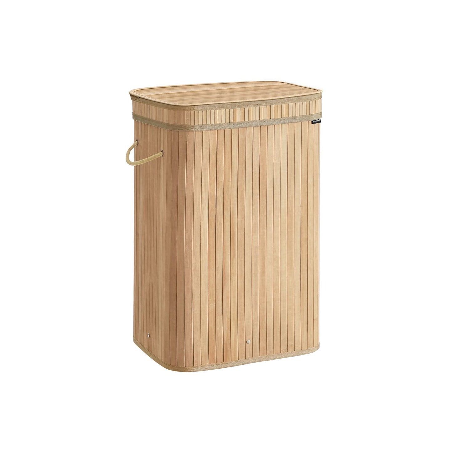Laundry Hamper - Bamboo - Natural Beige - Removable and Washable with Lid and Handles