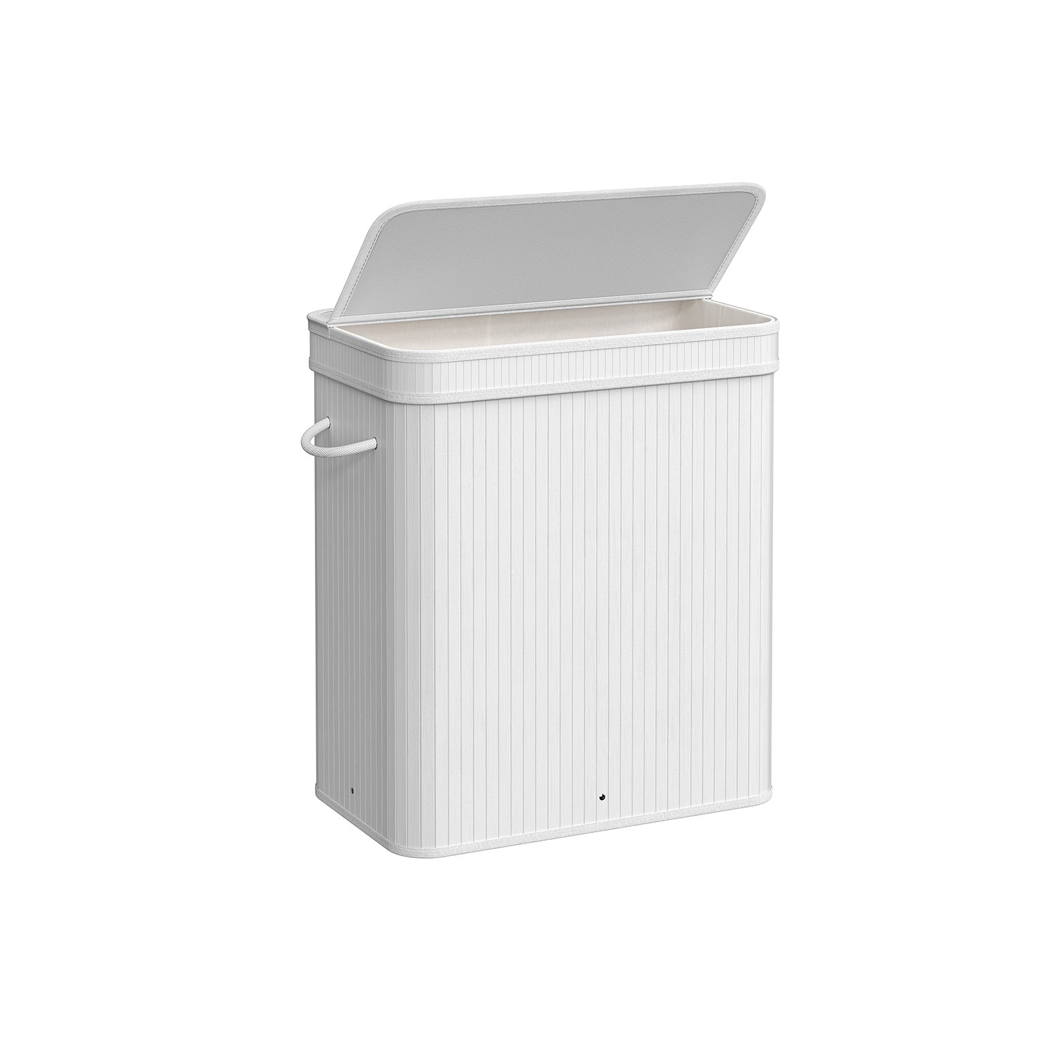 Laundry Hamper - Bamboo - White - 100L with Lid and Handles