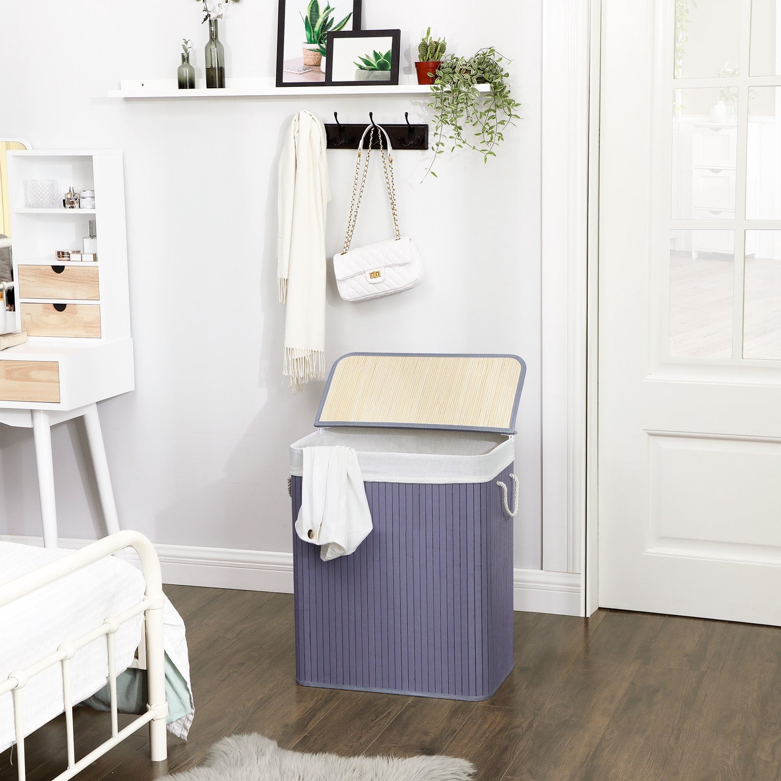 Laundry Hamper - Fabric - Distressed Grey - With Lid