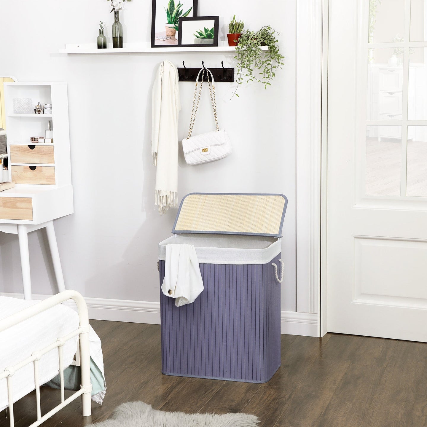 Laundry Hamper - Fabric - Distressed Grey - With Lid