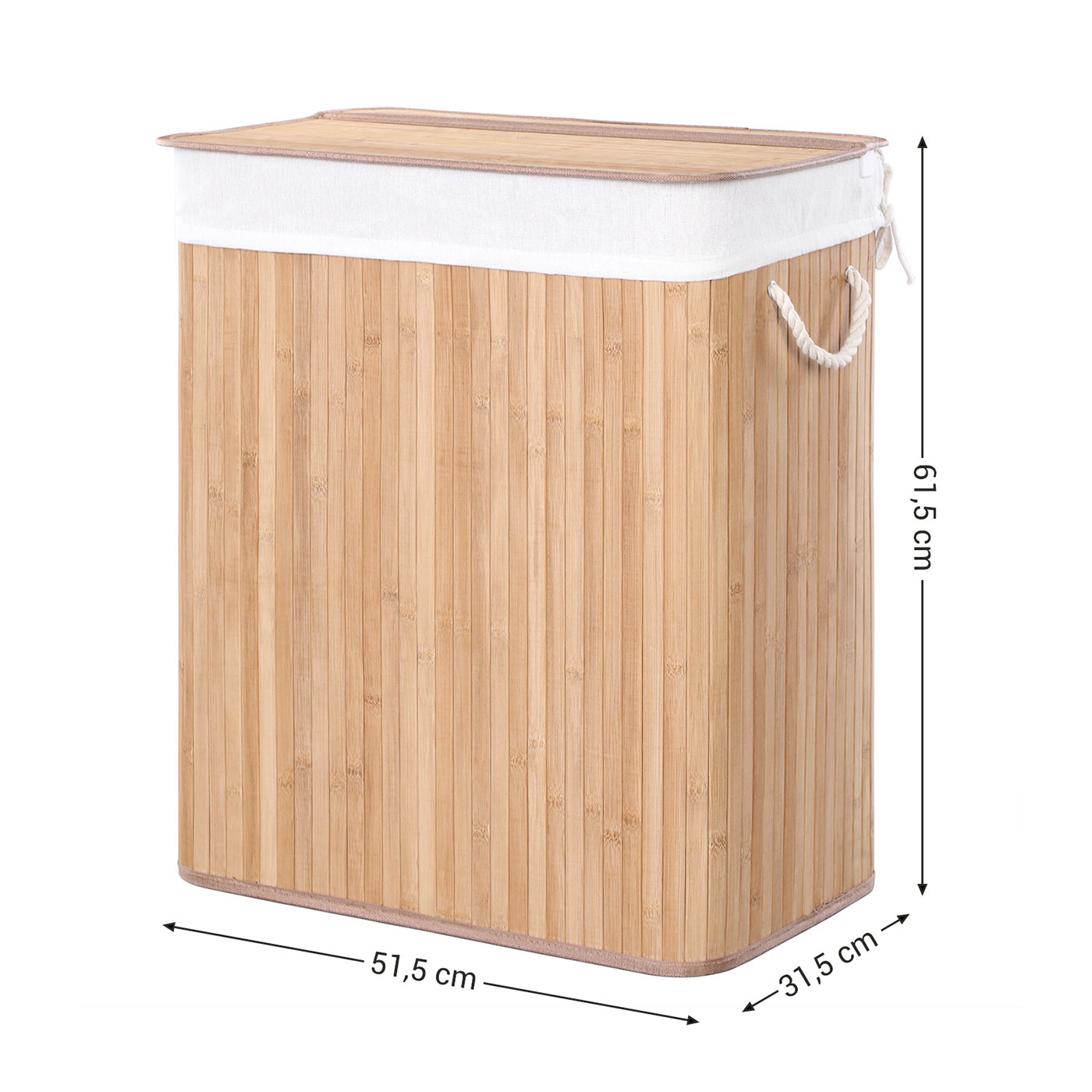 Laundry Hamper - Bamboo - Distressed Grey - Removable Lid and Liner Bag