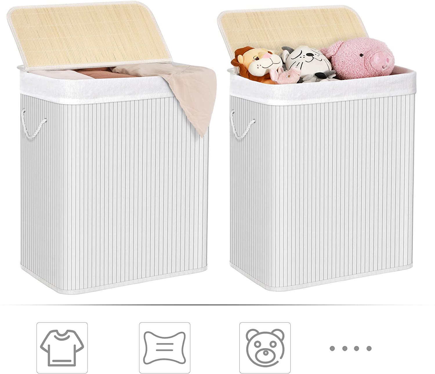 Laundry Hamper - Wood - Distressed Grey - Removable Lid and Liner Bag