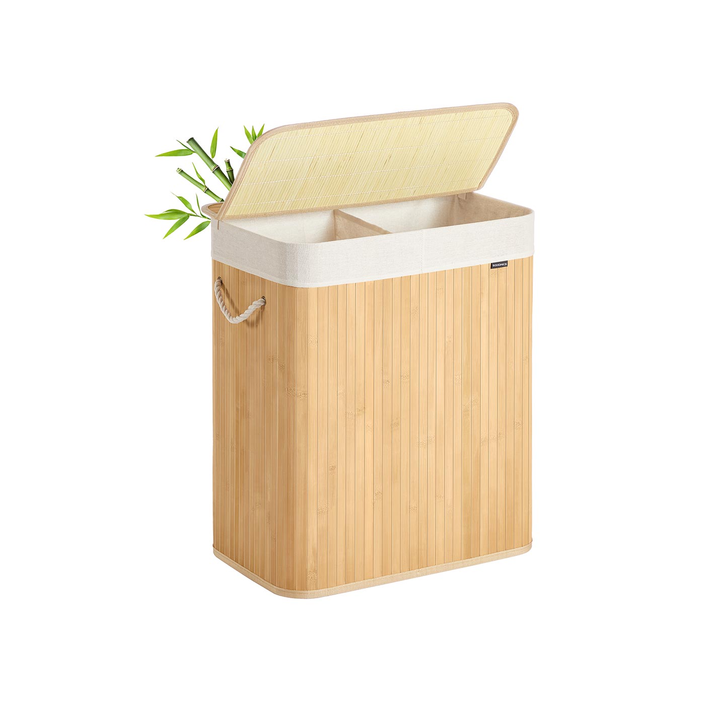 Laundry Basket - Bamboo - Natural - Foldable with Removable and Machine Washable Liner