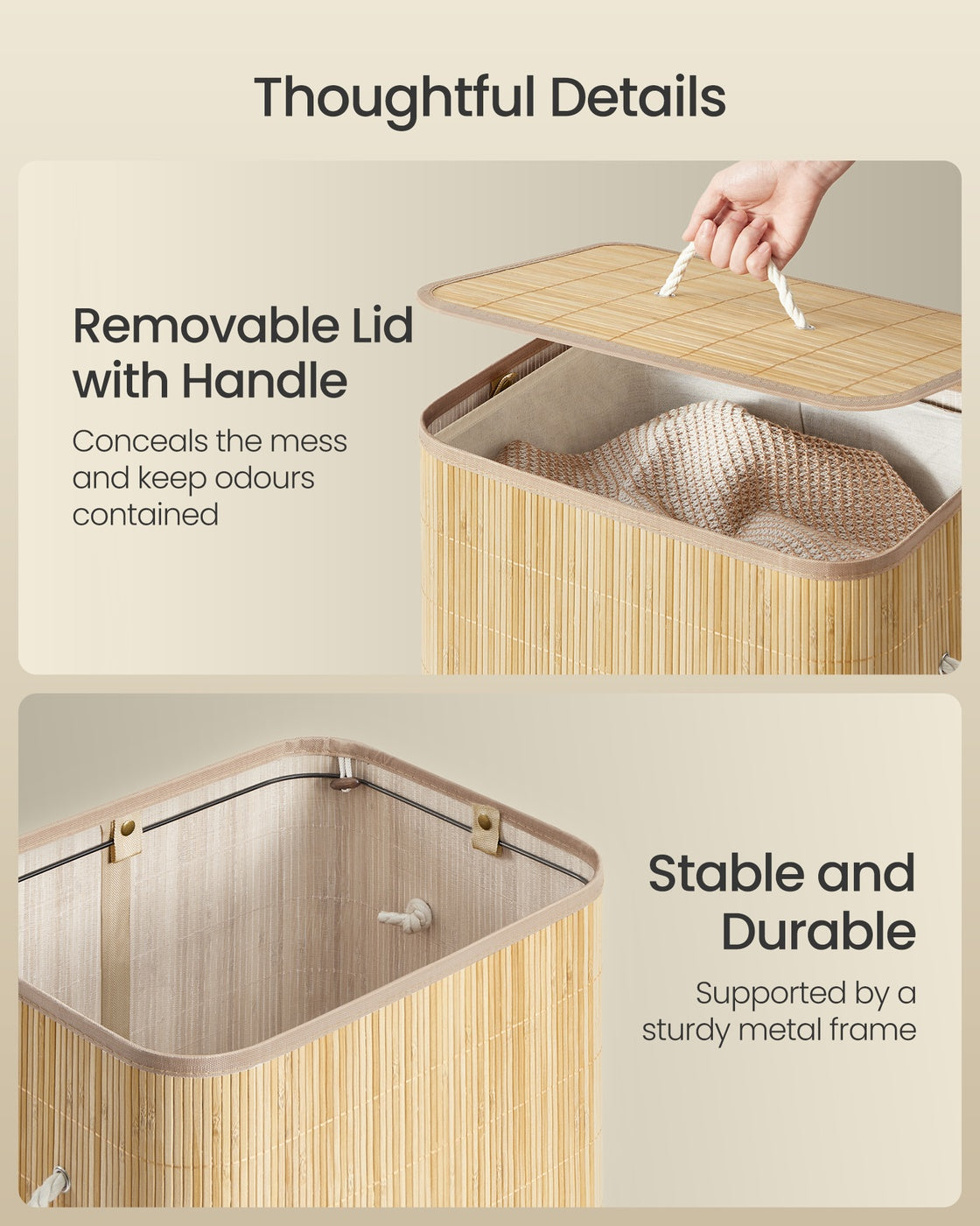 90L Bamboo Laundry Hamper - Bamboo - Collapsible