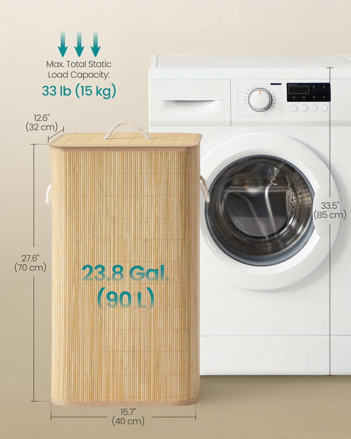 90L Bamboo Laundry Hamper - Bamboo - Collapsible