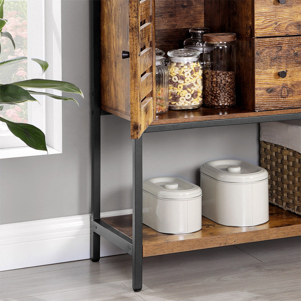 Storage Cabinet - Engineered Wood - Rustic Brown and Black - 2 Drawers