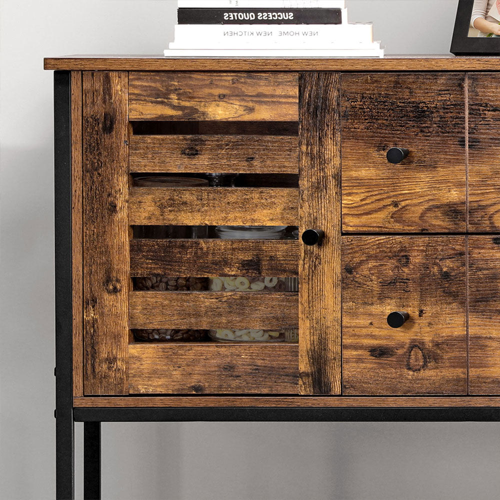 Storage Cabinet - Engineered Wood - Rustic Brown and Black - 2 Drawers