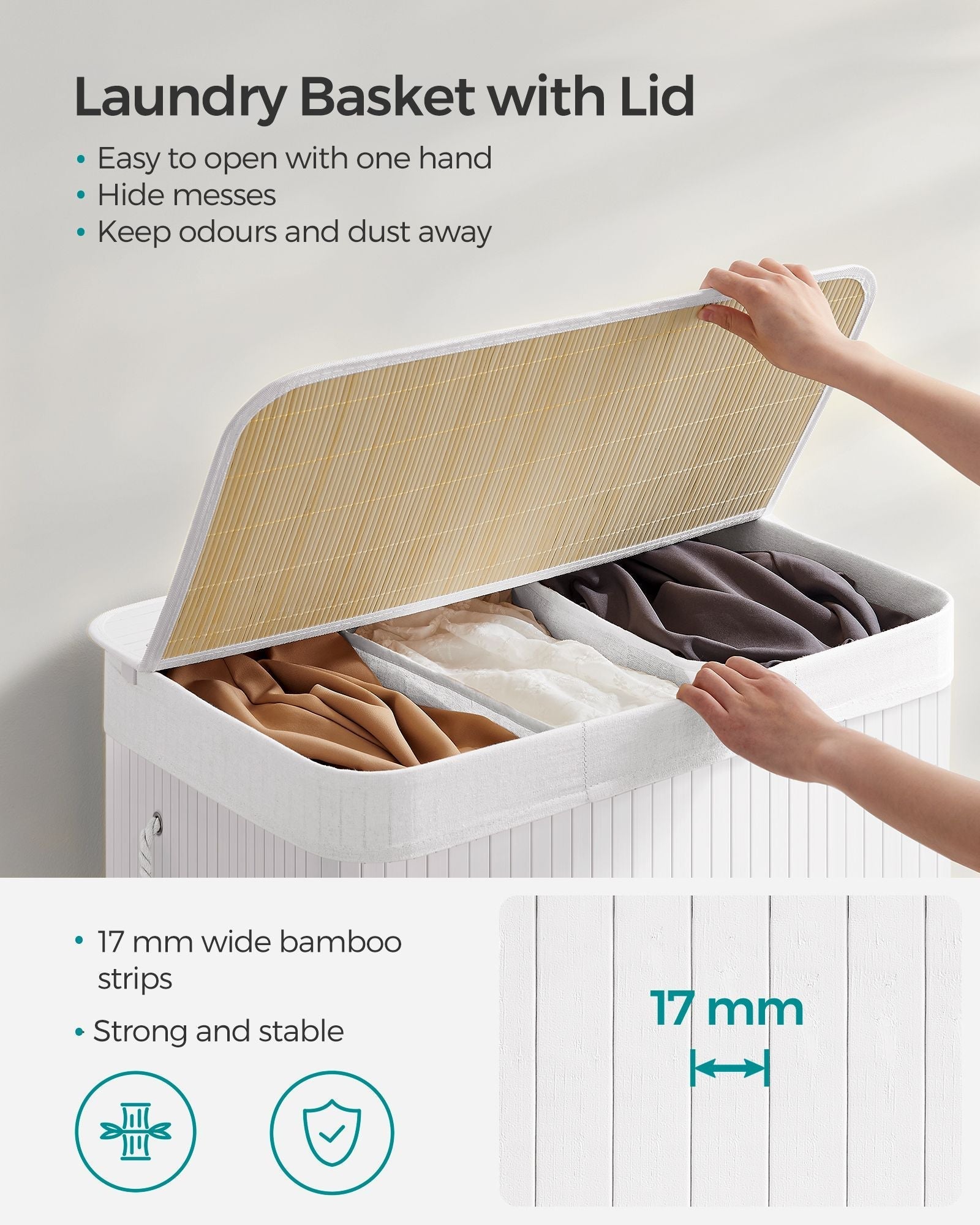 Laundry Hamper Basket - Fabric - Cloud White - 150L
