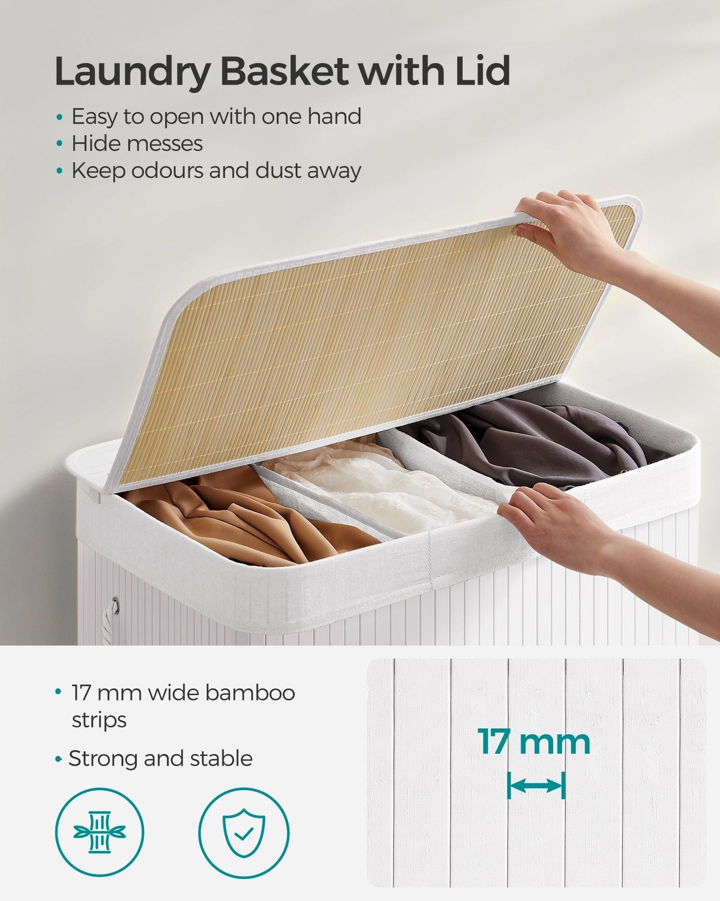 Laundry Hamper Basket - Fabric - Cloud White - 150L