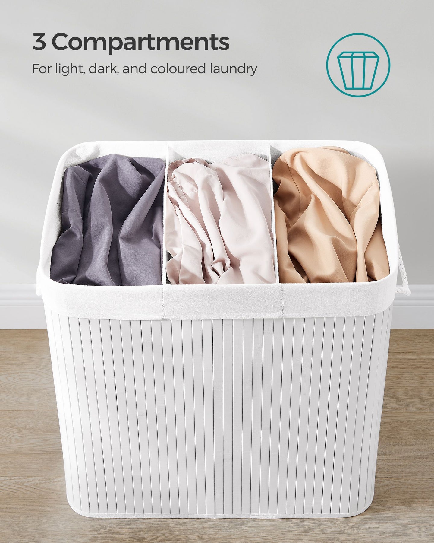 Laundry Hamper Basket - Fabric - Cloud White - 150L