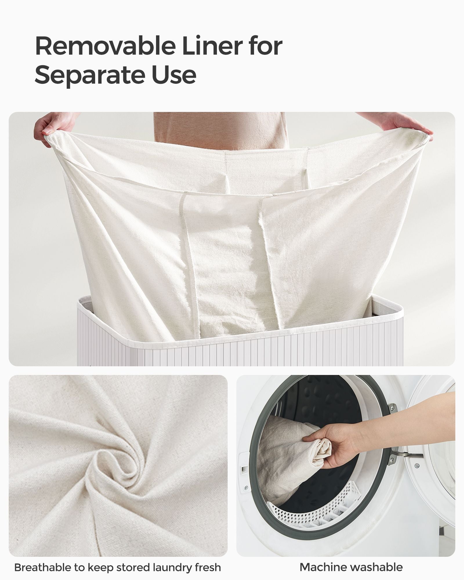 Laundry Hamper Basket - Fabric - Cloud White - 150L