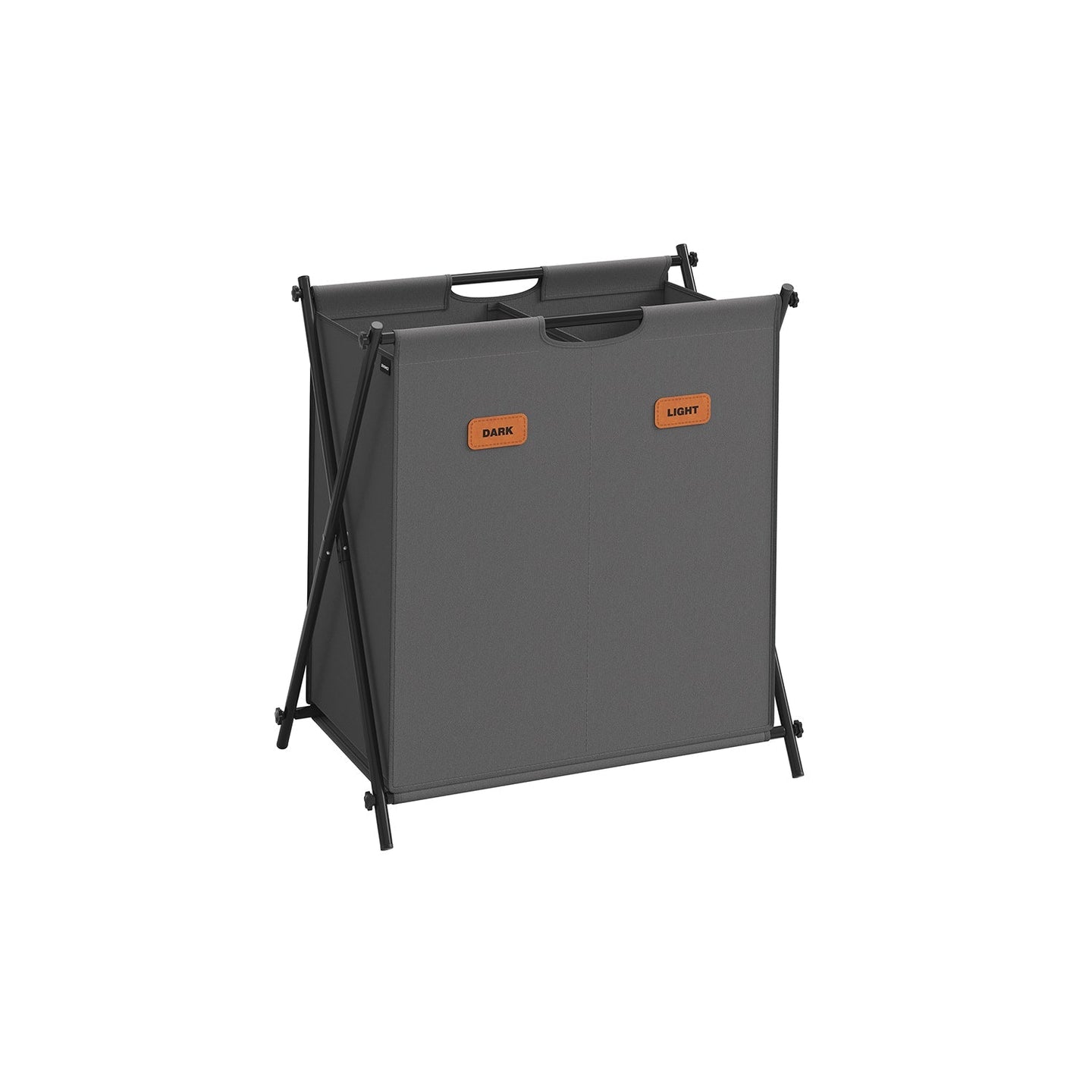 Laundry Hamper - Fabric - Ink Black - 115 L Capacity with 2 Sections and Collapsible X-Frame