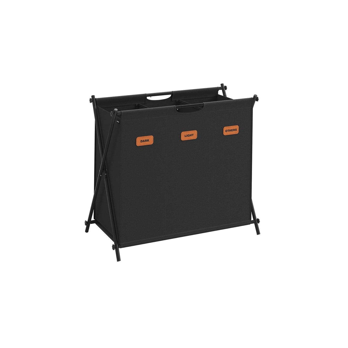 Laundry Hamper - Fabric - Ink Black - 3 Sections with Collapsible X-Frame