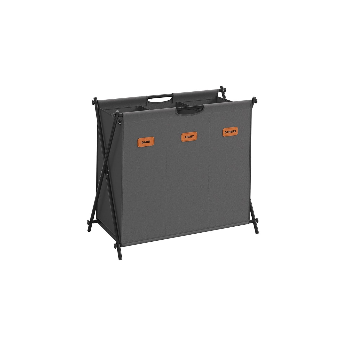 Laundry Hamper - Fabric - Slate Grey - 3-Section X-Frame Design