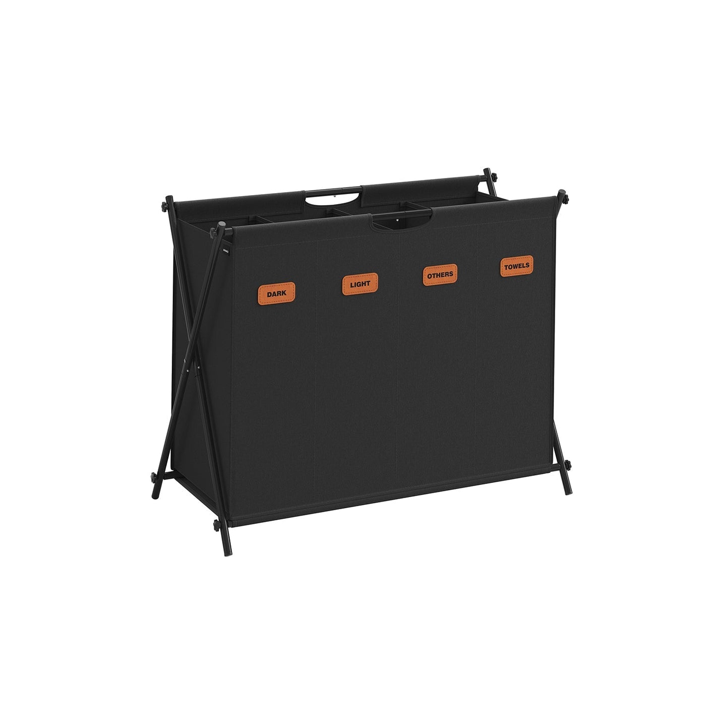 Laundry Hamper - Fabric - Ink Black - 4-Section Design with X-Frame