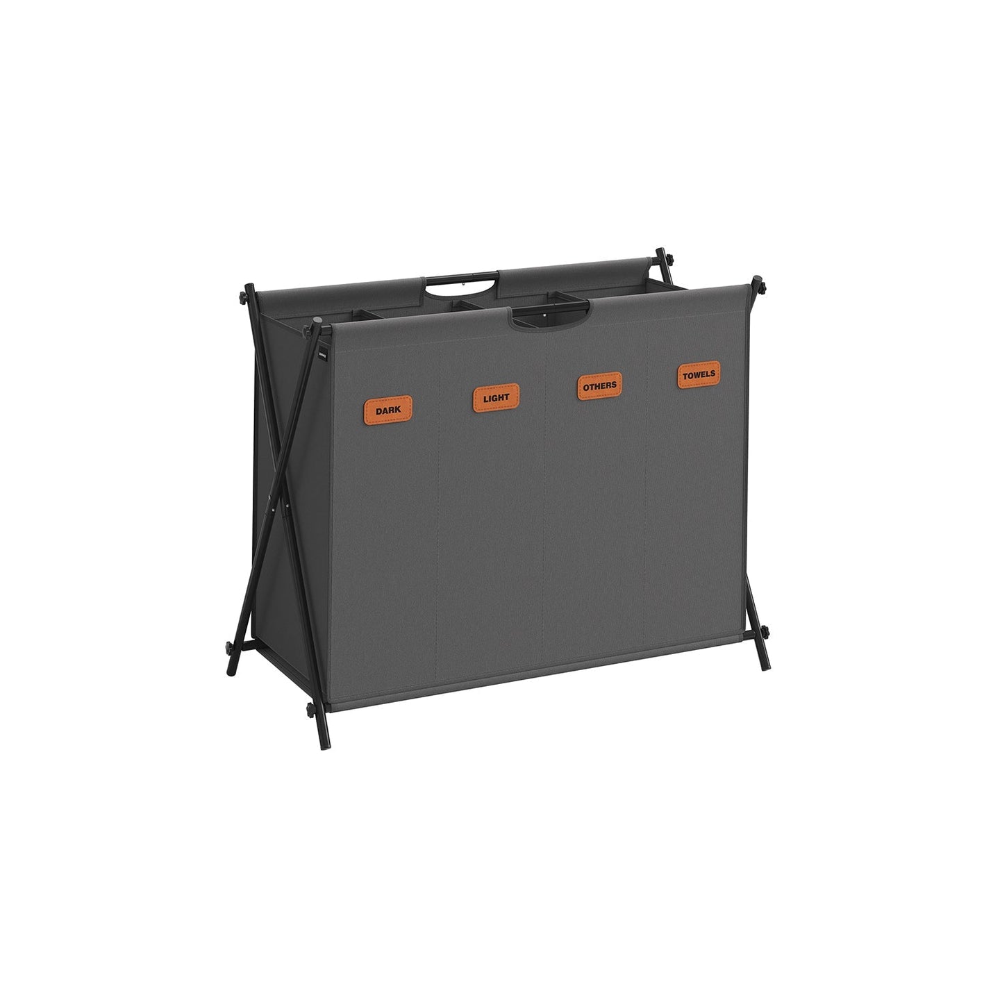Laundry Hamper - Fabric - Slate Grey - 4 Sections with Collapsible X-Frame