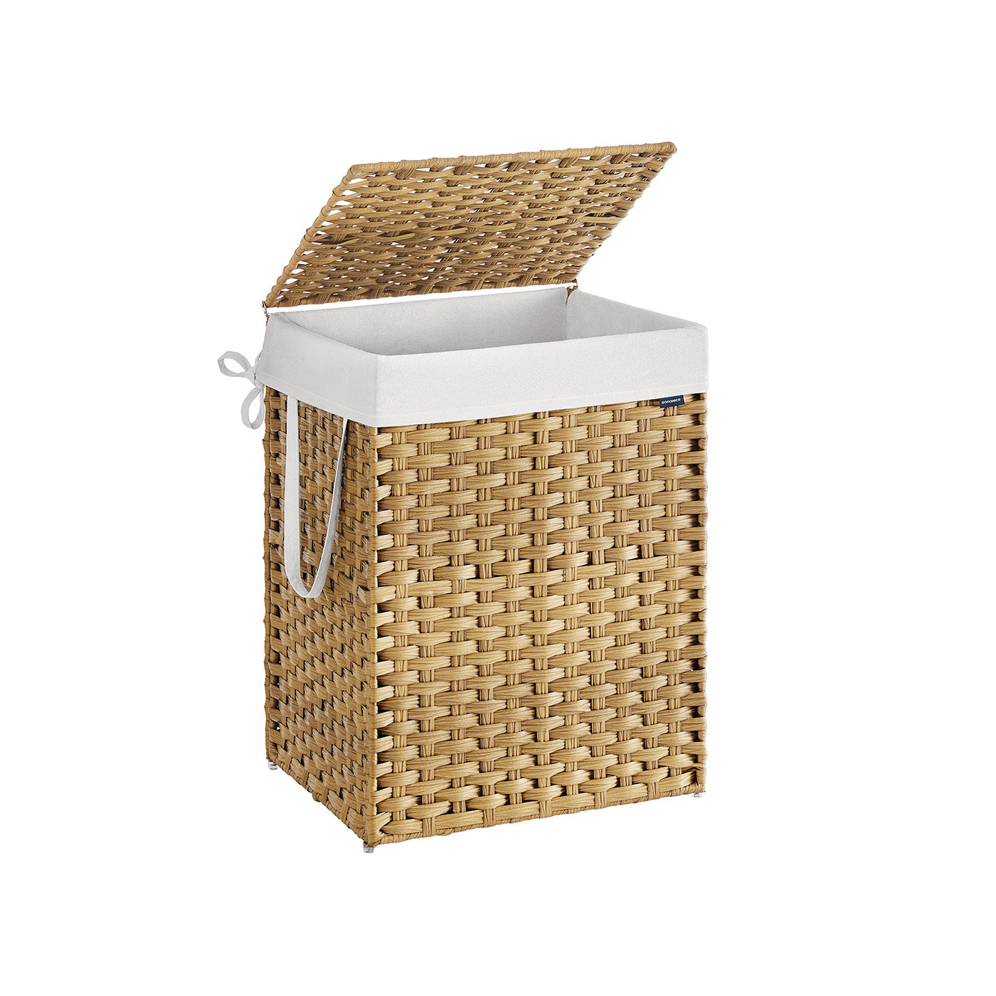 Laundry Basket - Synthetic Rattan - Natural - 110L with Lid and Handles