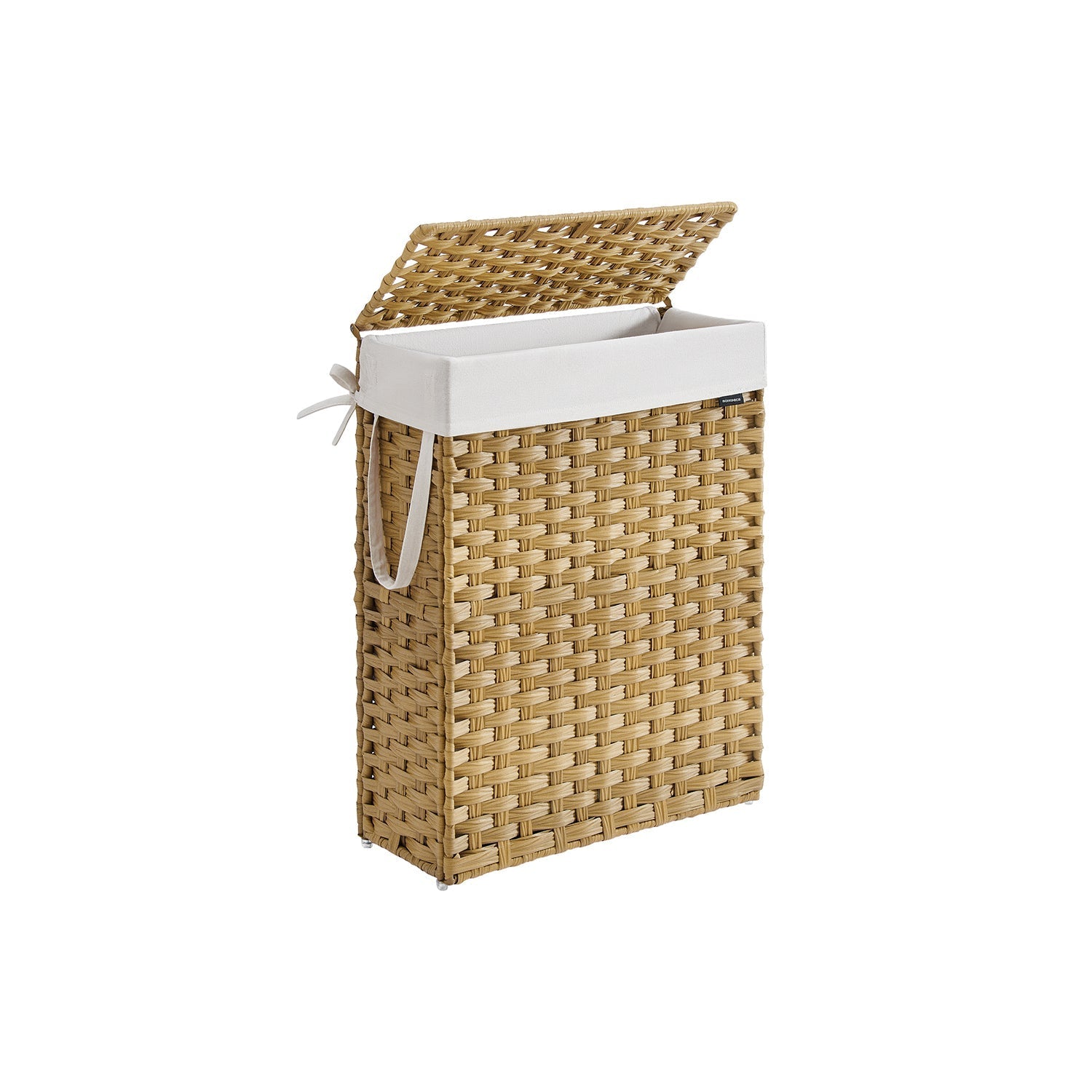 Slim Laundry Basket - Synthetic Rattan - Goose Yellow - 55L Capacity with Lid and Handles