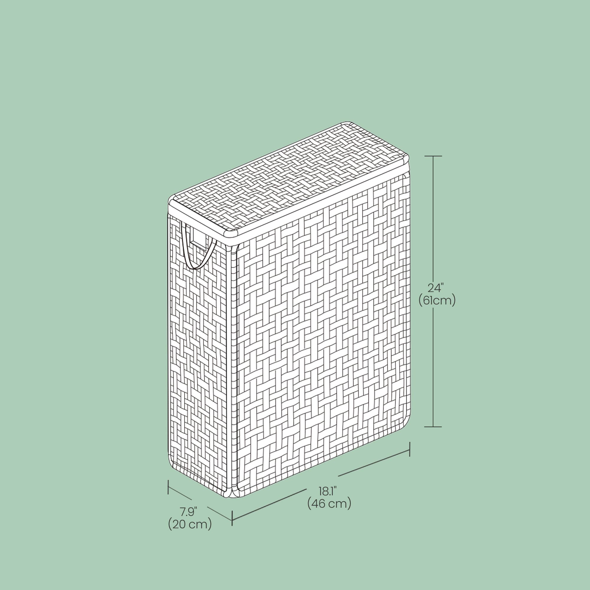 Laundry Hamper - Synthetic Rattan - Cloud White - Foldable with Lid and Removable Bag