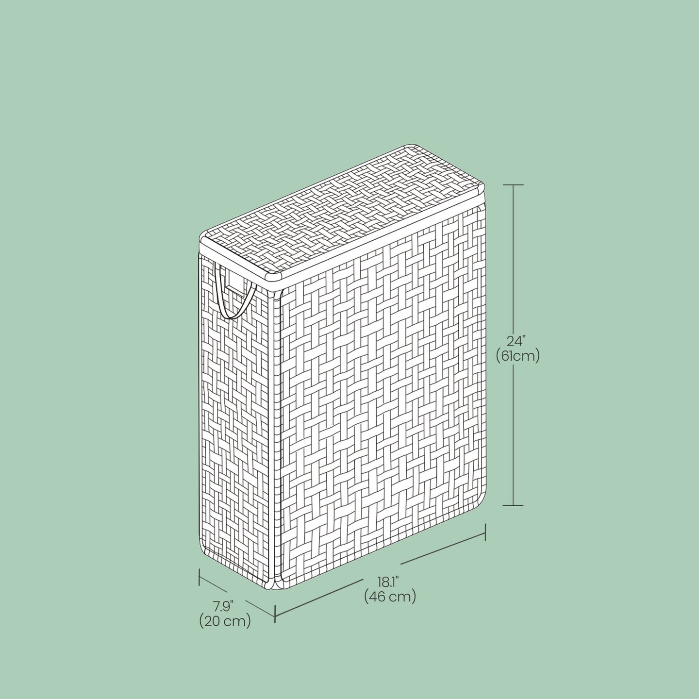 Laundry Hamper - Synthetic Rattan - Cloud White - Foldable with Lid and Removable Bag