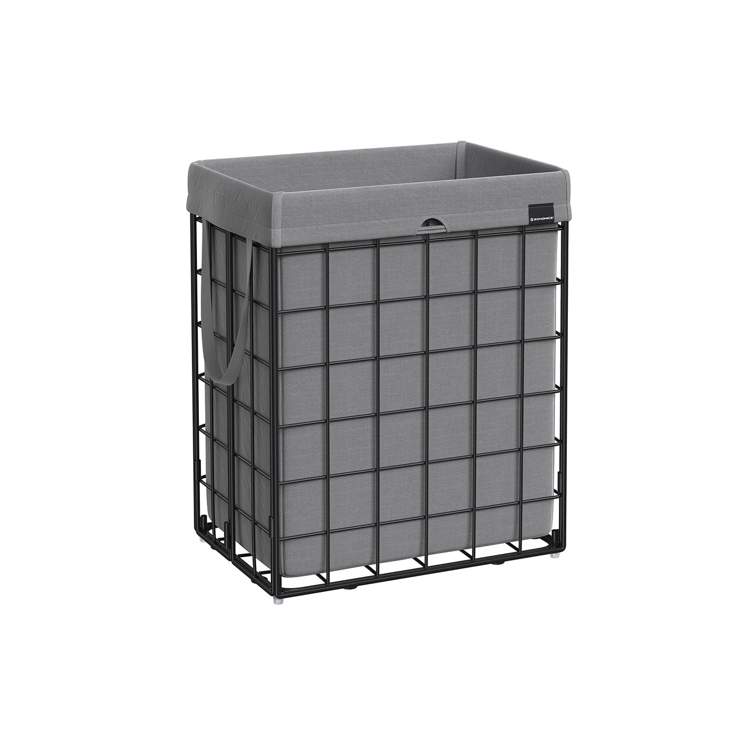 Collapsible Laundry Basket - Metal Wire Frame - Ink Black and Slate Grey - Removable and Washable Liner