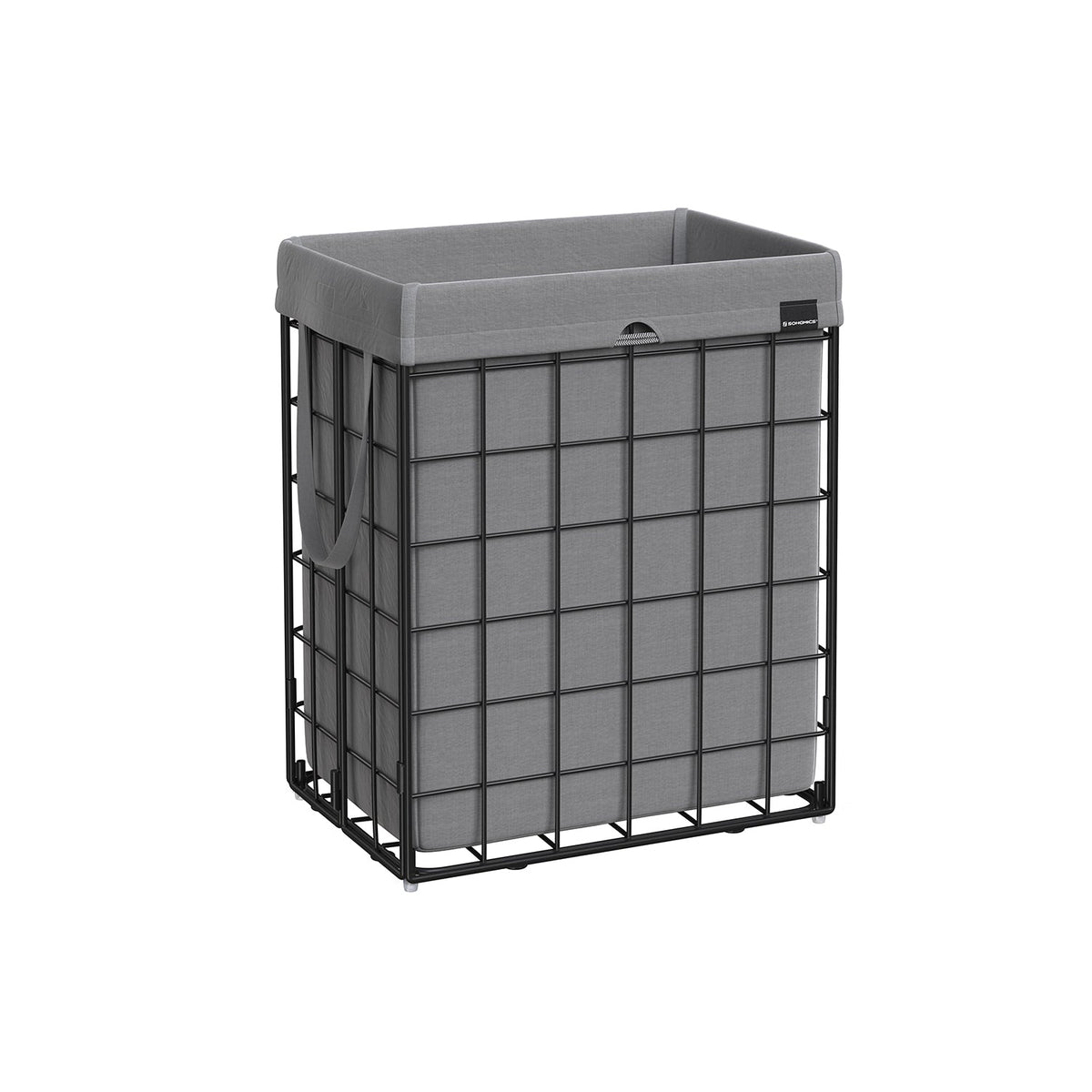 Collapsible Laundry Basket - Metal Wire Frame - Ink Black and Slate Grey - Removable and Washable Liner