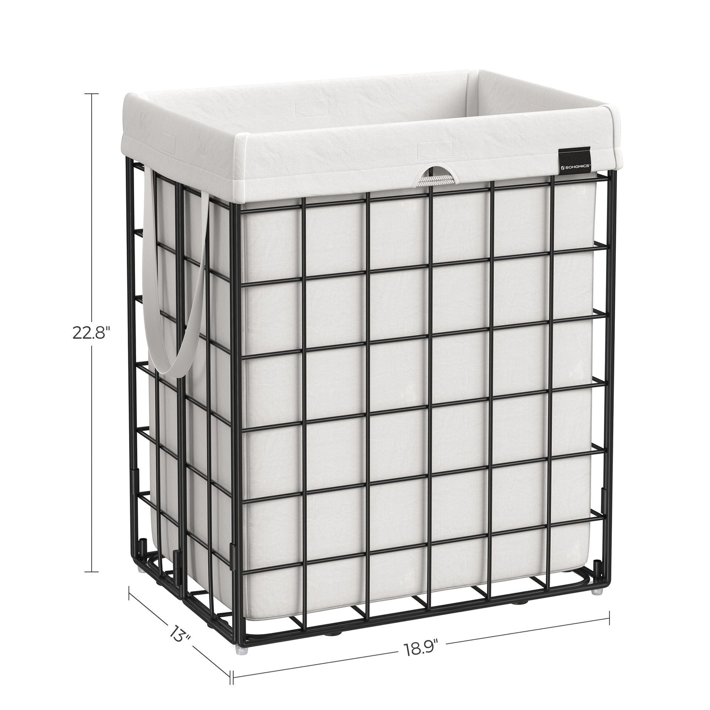 Collapsible Laundry Basket - Metal Wire Frame - Ink Black - Removable and Washable Liner