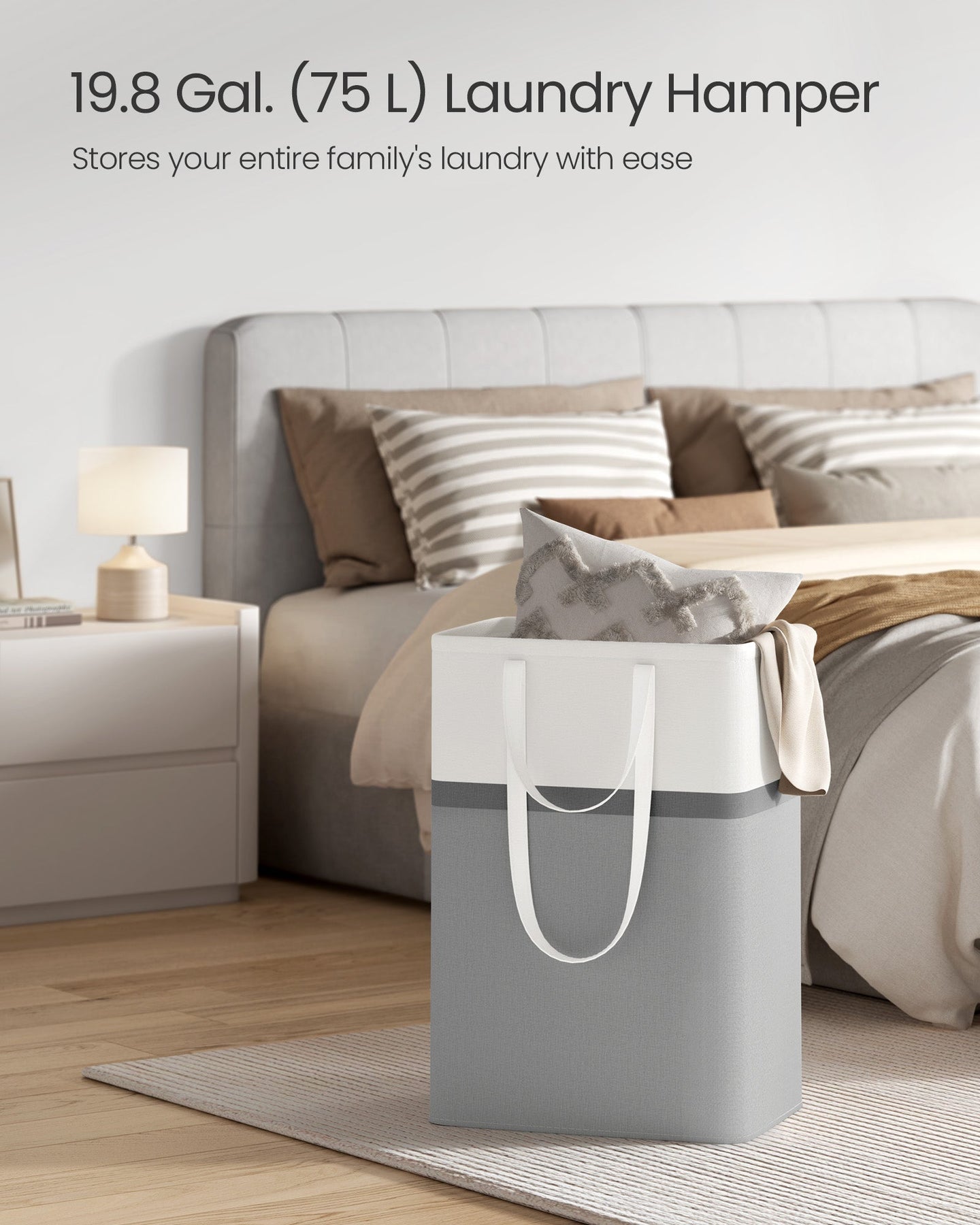 Collapsible Laundry Hampers - Fabric - Dove Grey - Set of 2