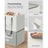 Large Laundry Basket - Fabric - Light Grey - 90L Capacity with 2 Compartments and Foldable Design