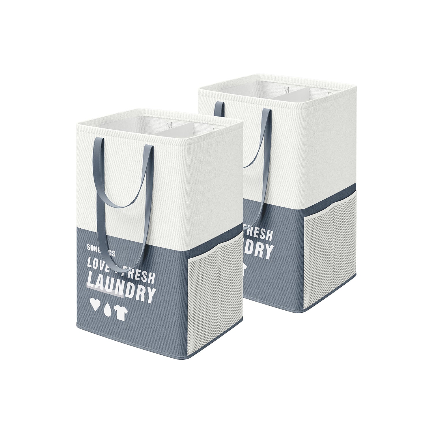 Laundry Basket Set - Fabric - Light Grey - 90L