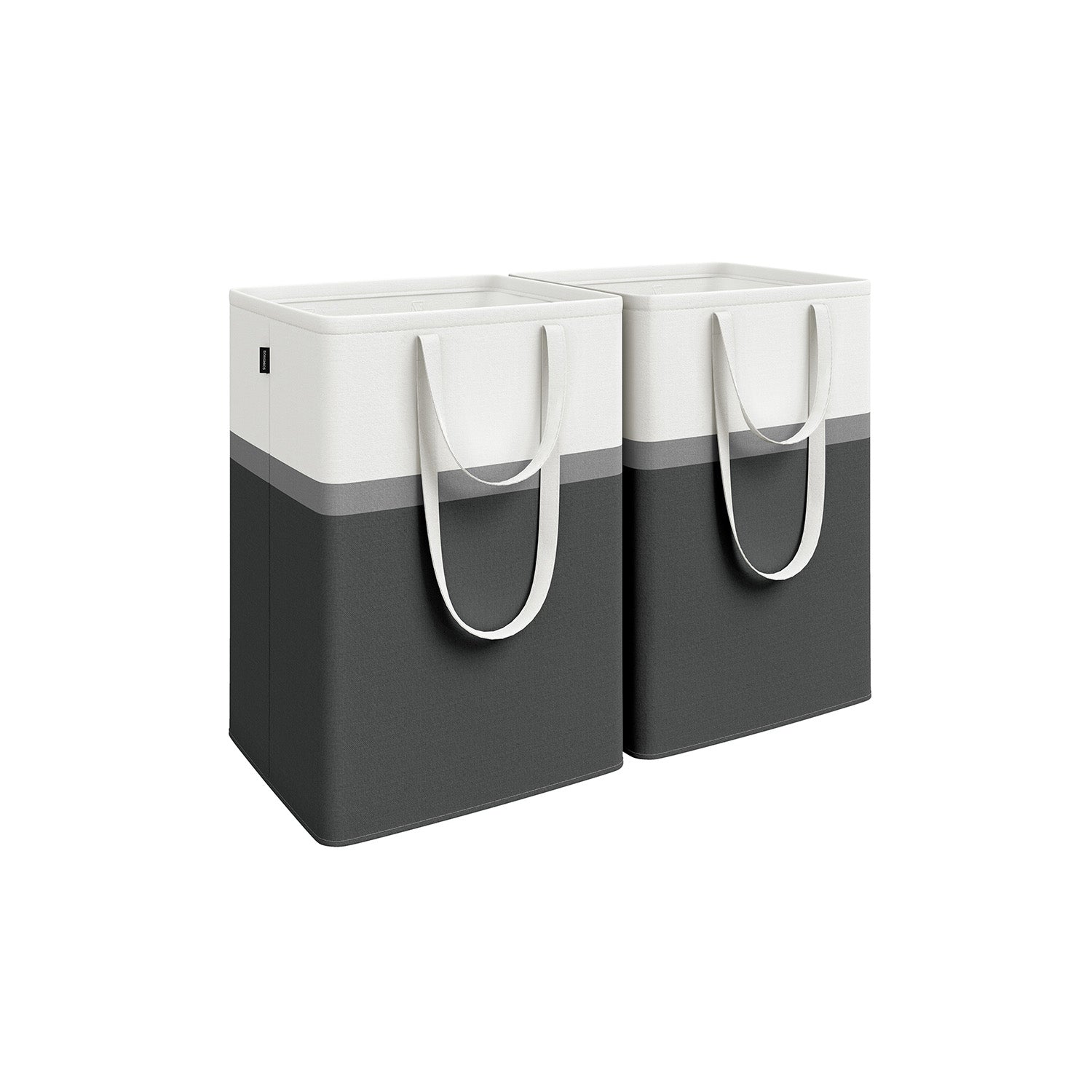 Laundry Hamper Set - 110 L Total Capacity - Fabric - Ink Black - Collapsible with Short and Long Handles